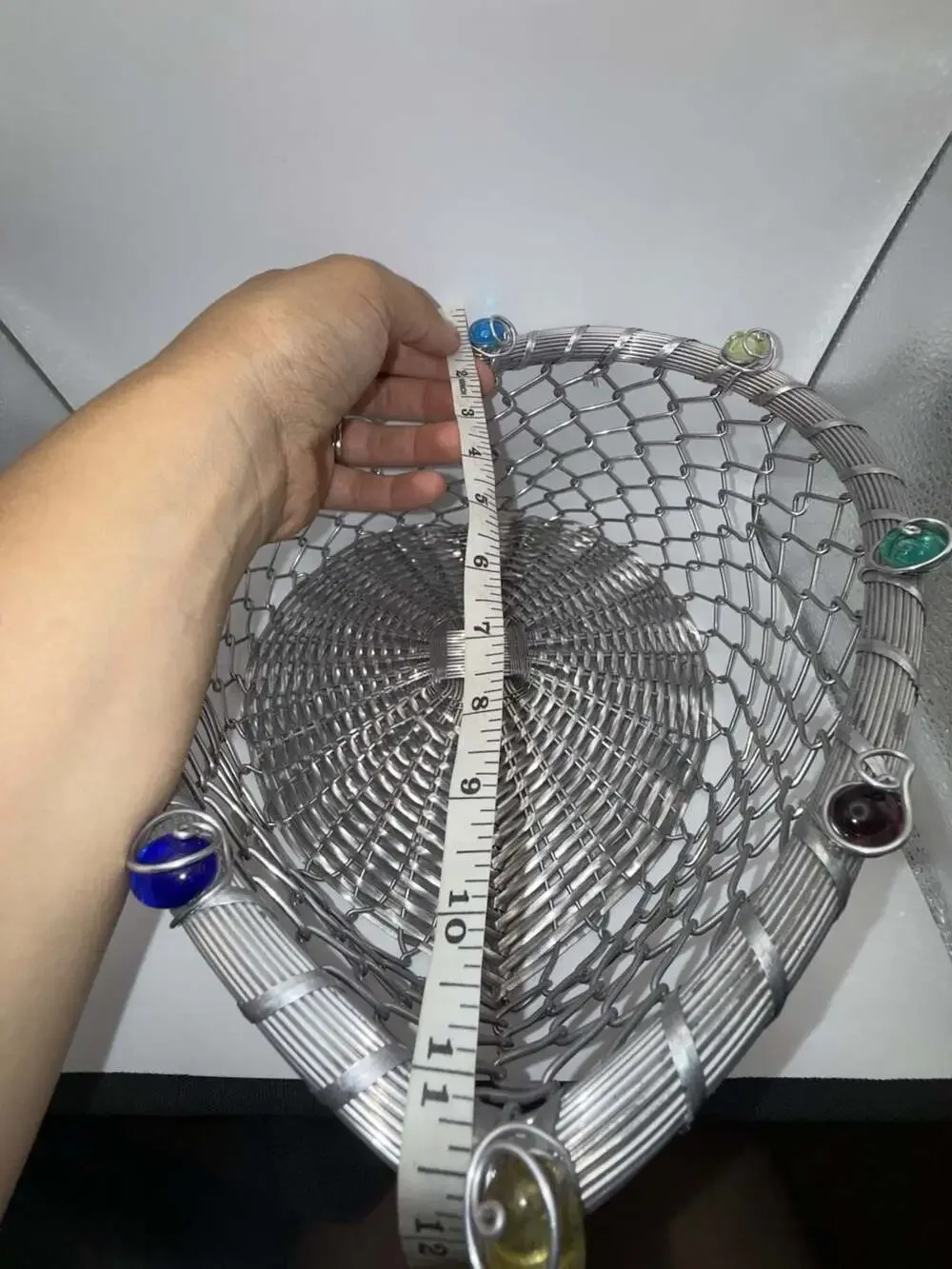 Dary Rees Original Hand-Woven Aluminum Wire Heart Basket  Glass Beads